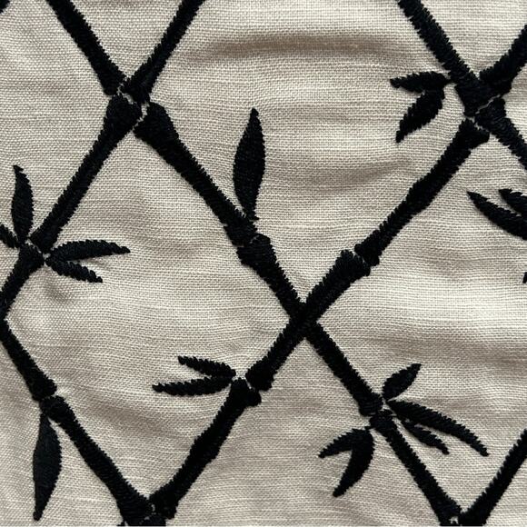 TALBOTS Vintage Ivory and Black Bamboo Embroidered A Line Skirt SZ 6 - Picture 4 of 11